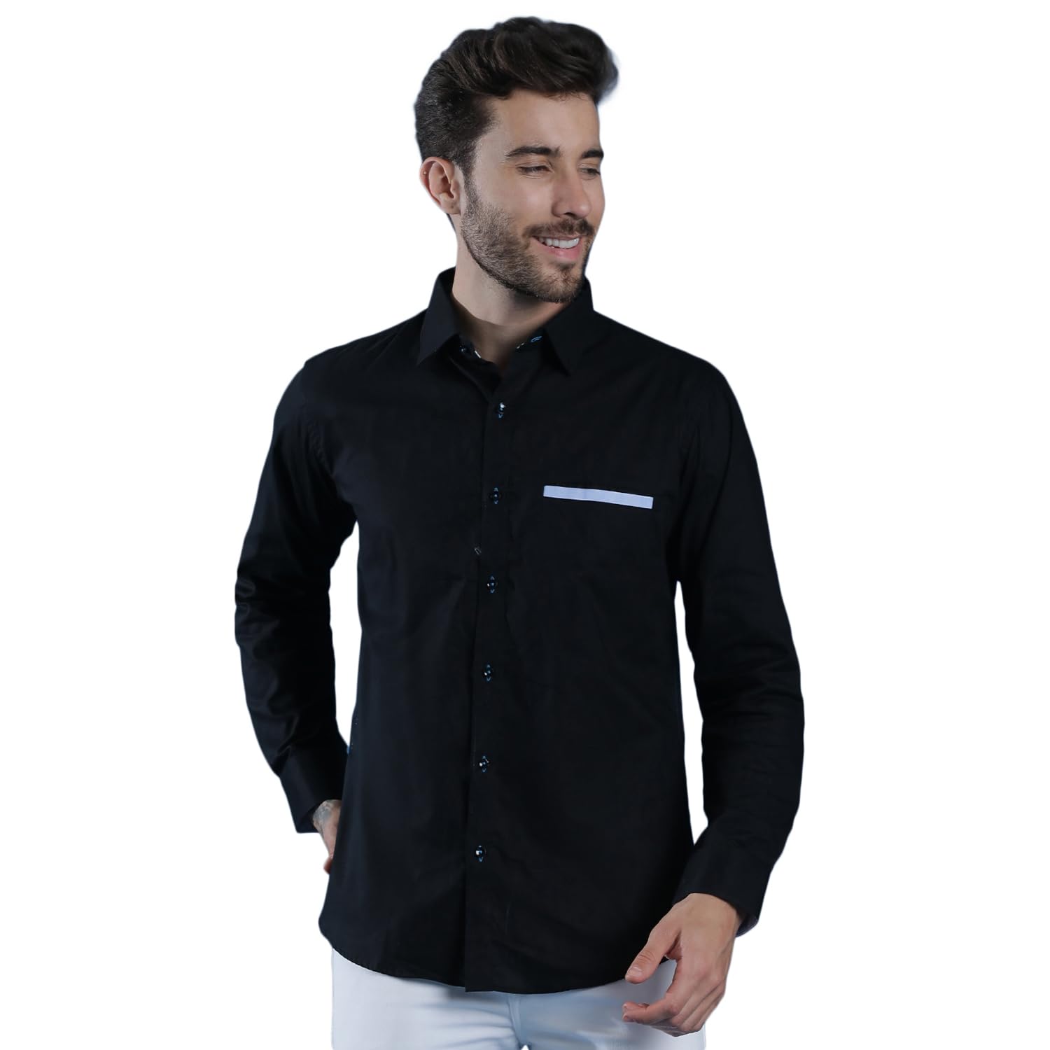 Men Premium Spread Collar Solid Cotton Casual Shirt
