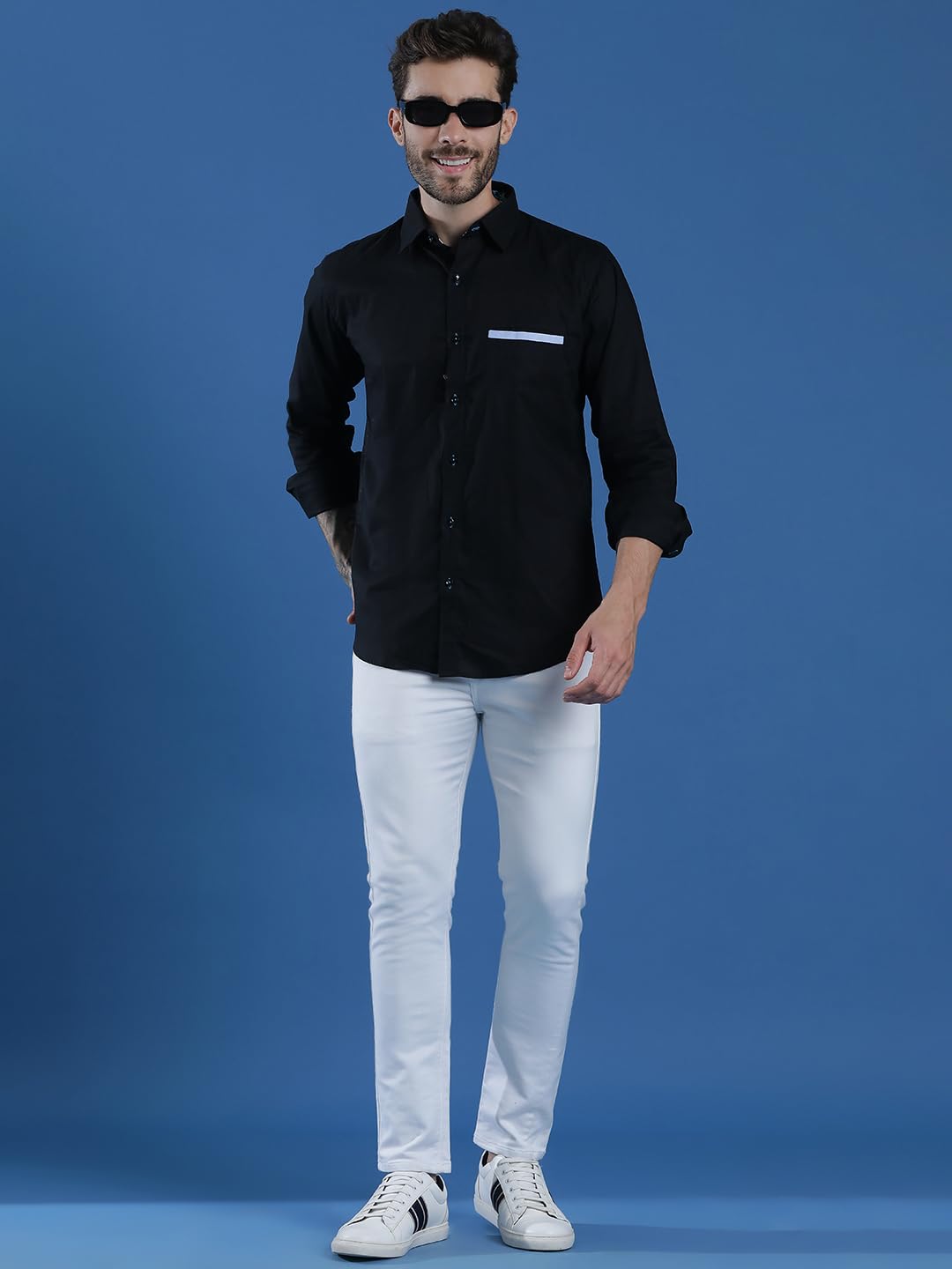 Men Premium Spread Collar Solid Cotton Casual Shirt
