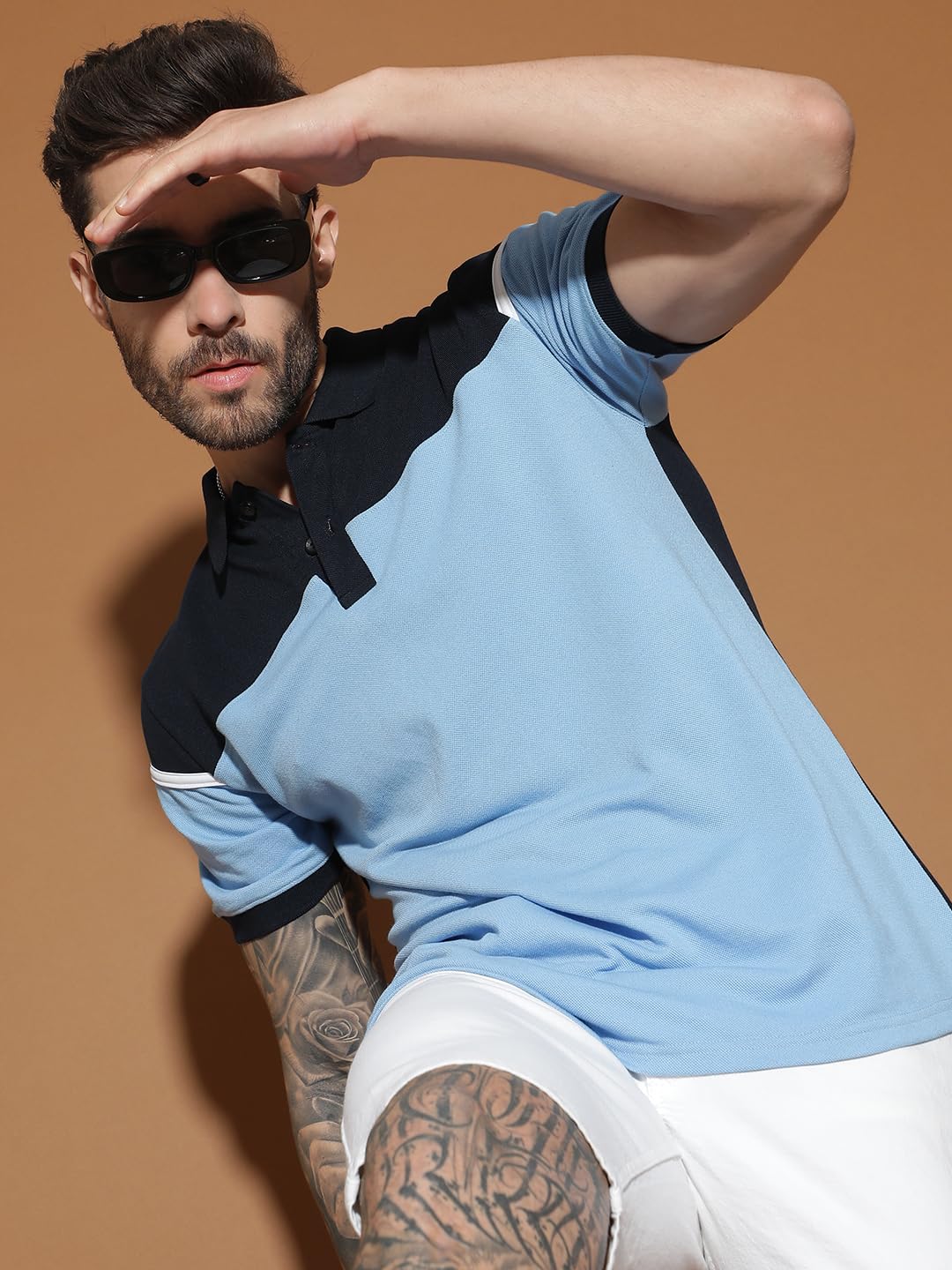 Men’s Half Sleeve Cotton T-shirt | Polo Neck Regular Fit Casual T-Shirt for Men