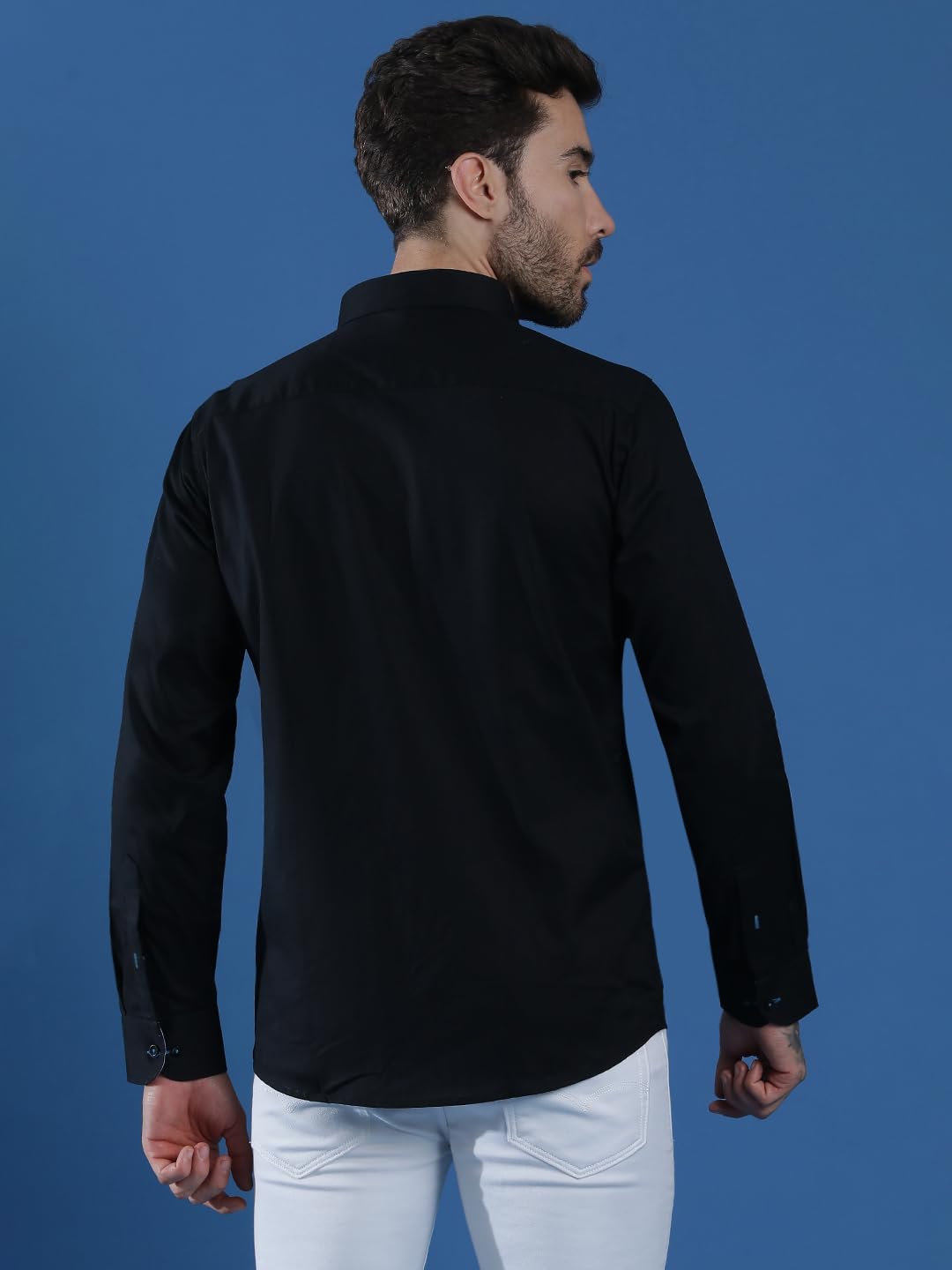 Men Premium Spread Collar Solid Cotton Casual Shirt