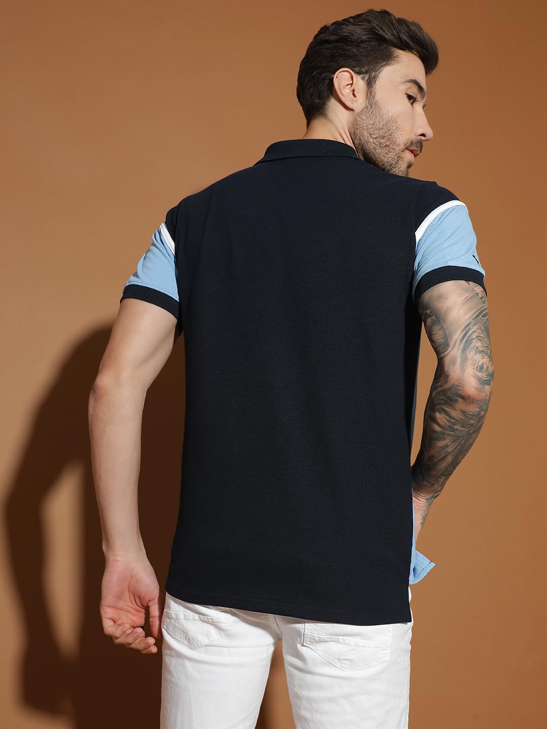 Men’s Half Sleeve Cotton T-shirt | Polo Neck Regular Fit Casual T-Shirt for Men
