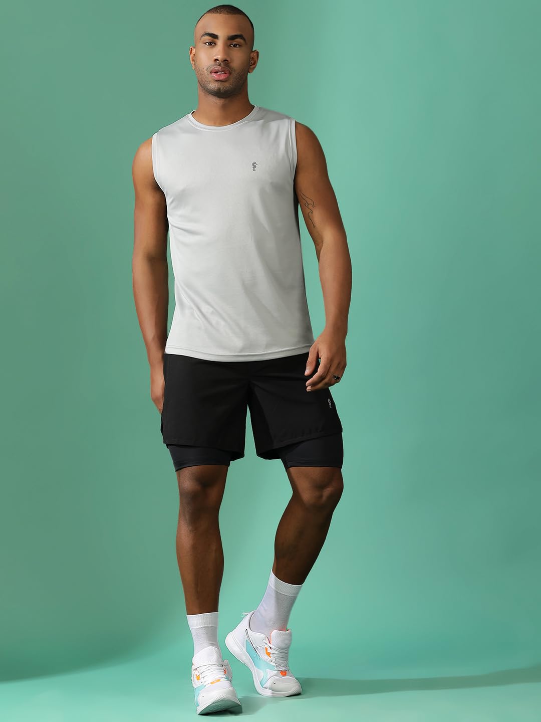 Men's Gym Co-Ord Set – Grey Sleeveless Training Set - Image 5