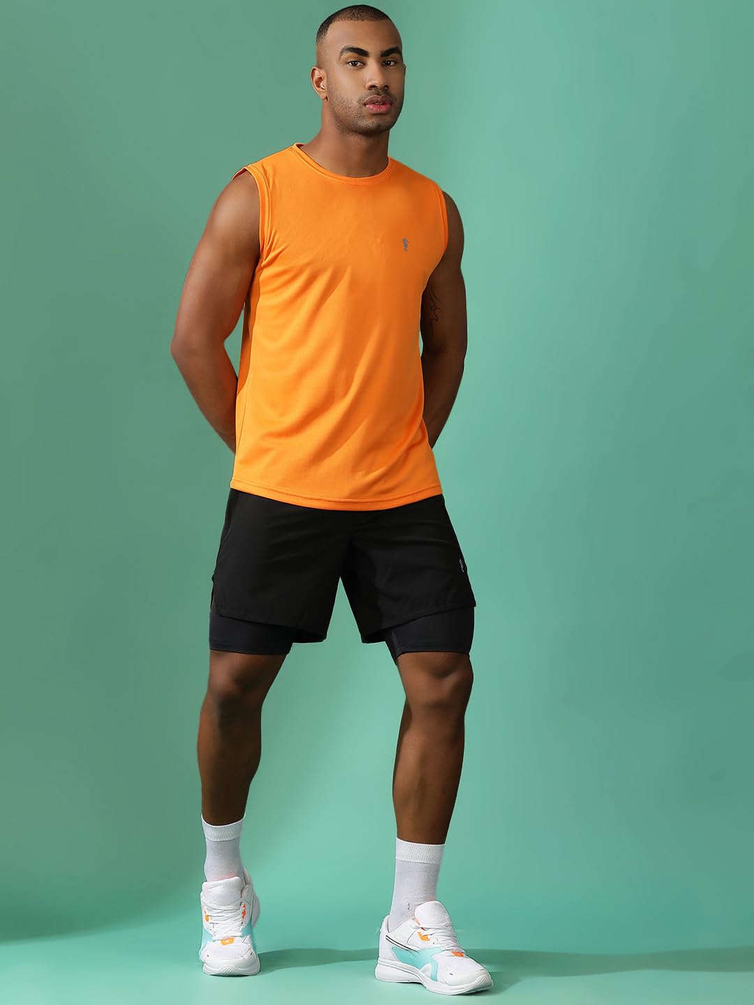 Men's Activewear Set – Orange Gym Workout Co-Ord - Image 6