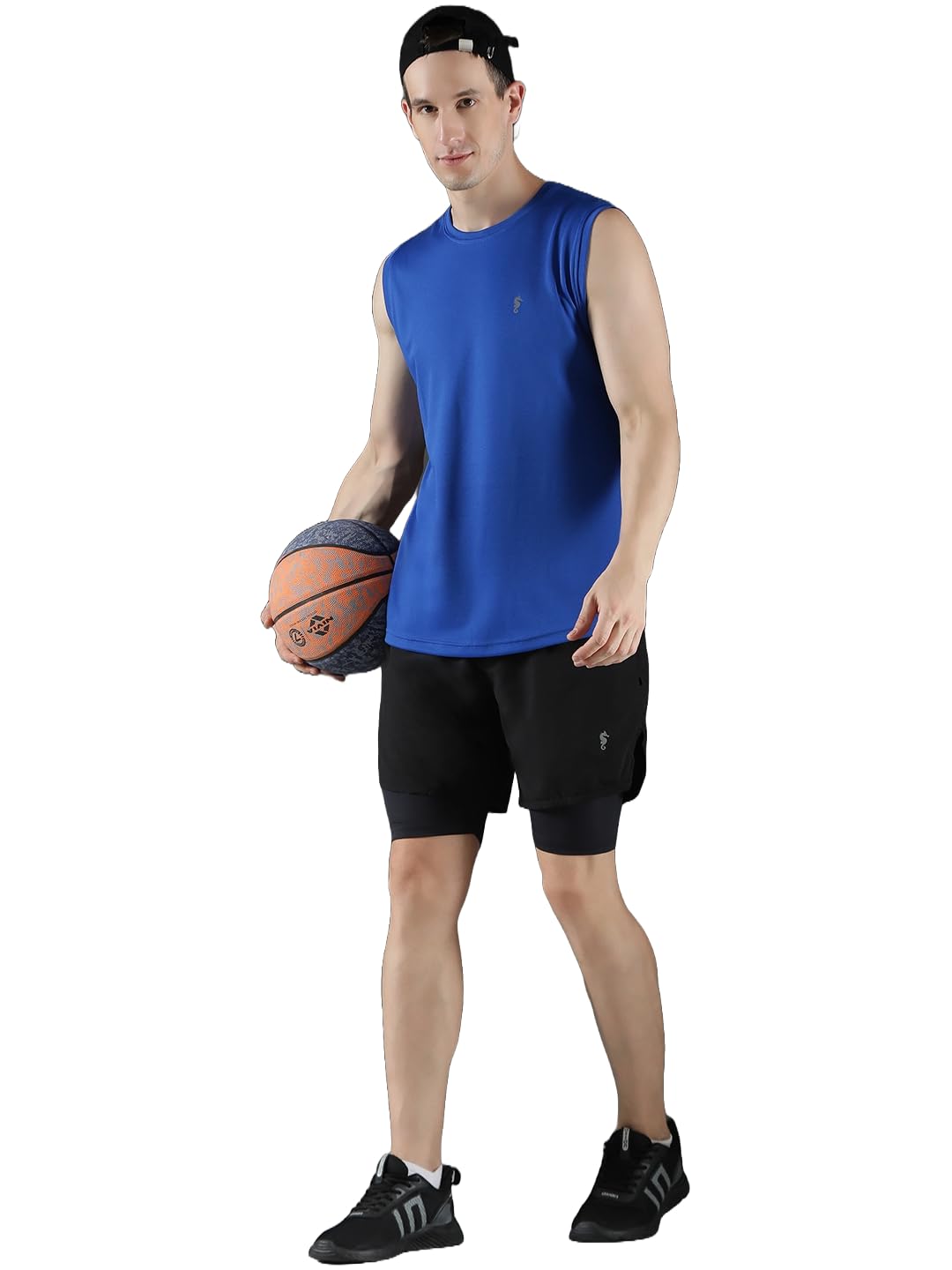 Men's Sports Co-Ord Set – Blue Performance Gym Wear - Royal Blue-Black - M