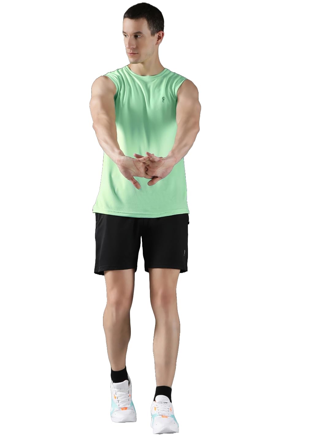 Men's Sleeveless Activewear Set – Mint Gym Co-Ord - Sea Green-Black - M