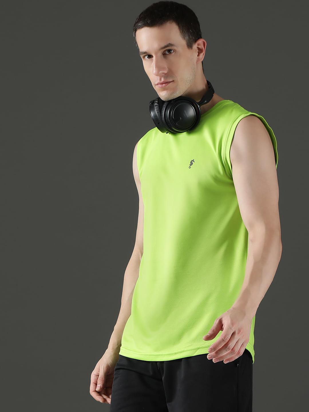 Men's Sports Gym Co-Ord Set – Neon Training Wear - Lemon Green-Black - L