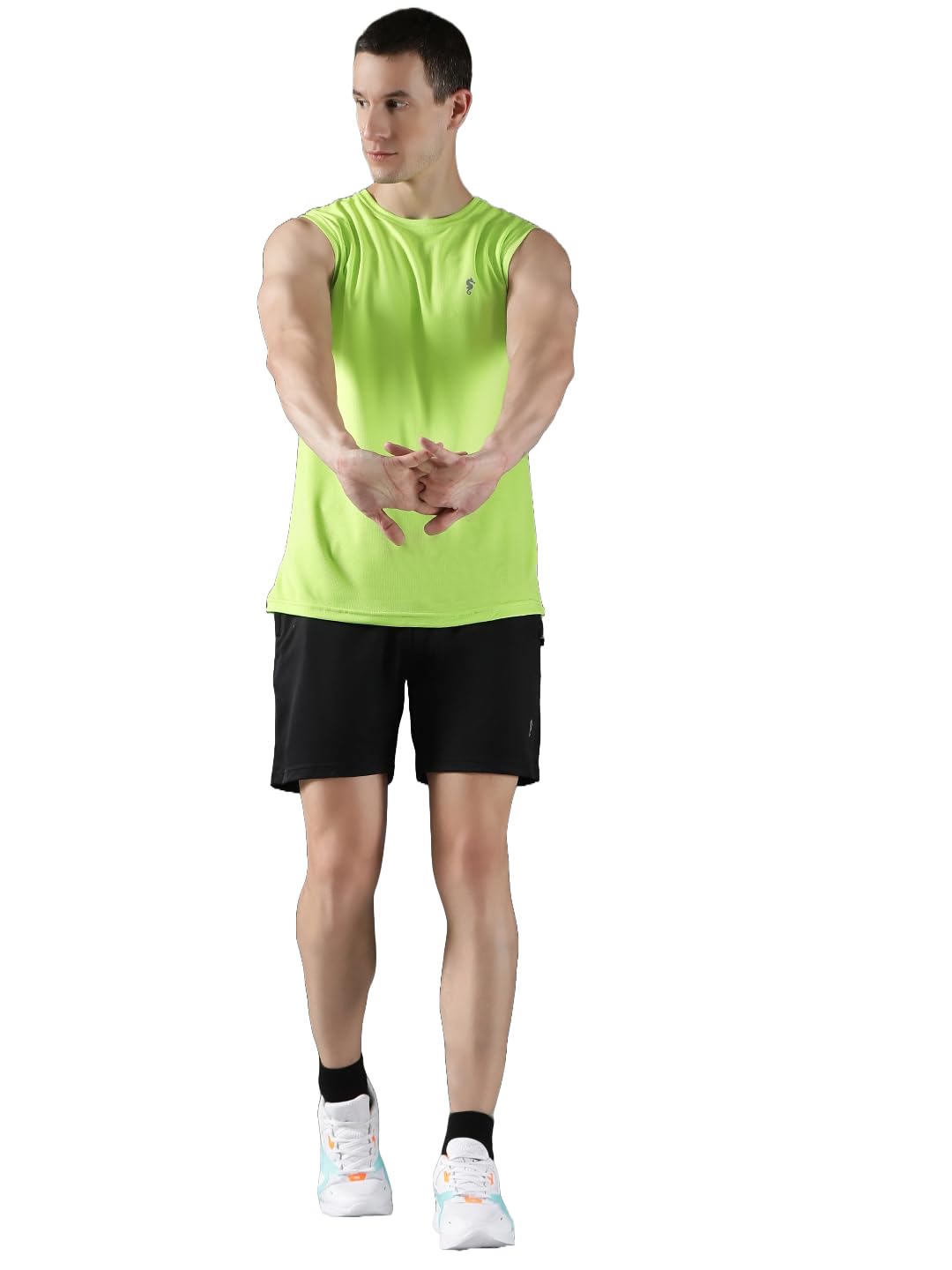 Men's Sports Gym Co-Ord Set – Neon Training Wear - Lemon Green-Black - M