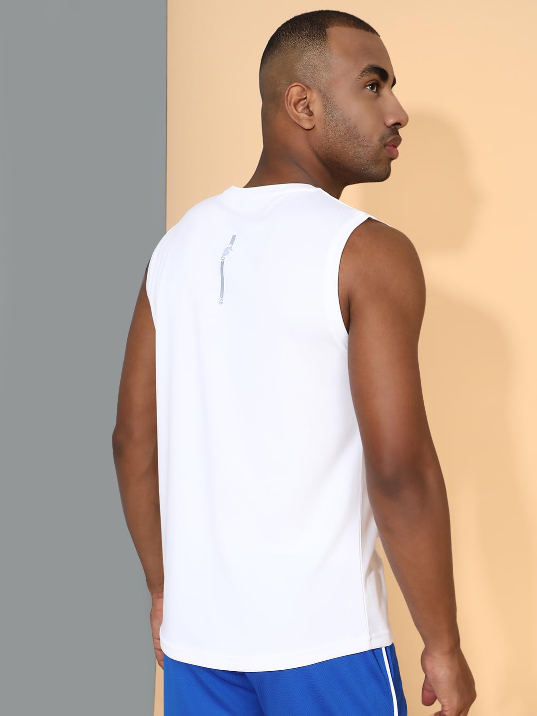 Men's Sleeveless Gym Co-Ord Set – White Blue Activewear - Image 4