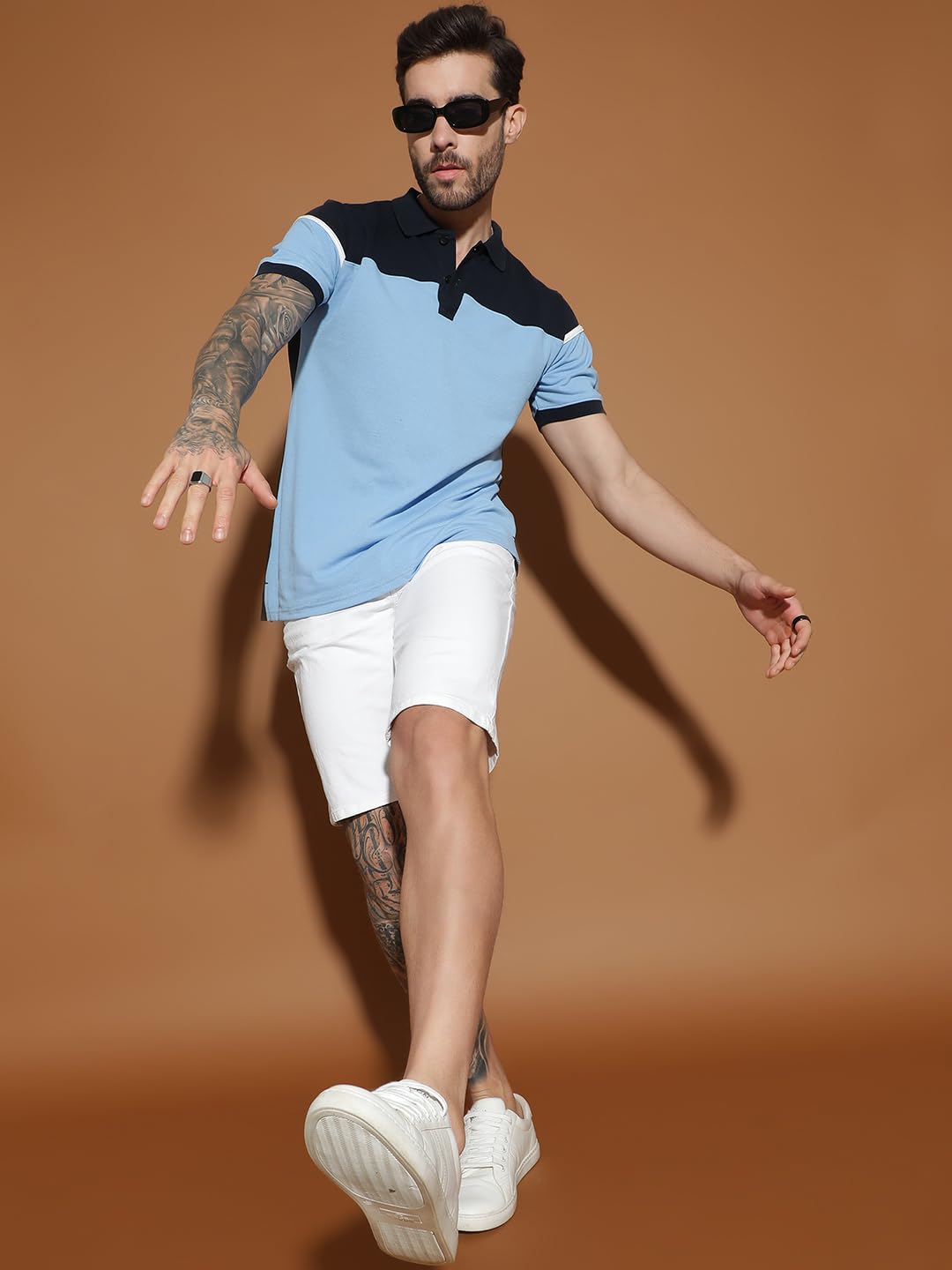 Men’s Half Sleeve Cotton T-shirt | Polo Neck Regular Fit Casual T-Shirt for Men
