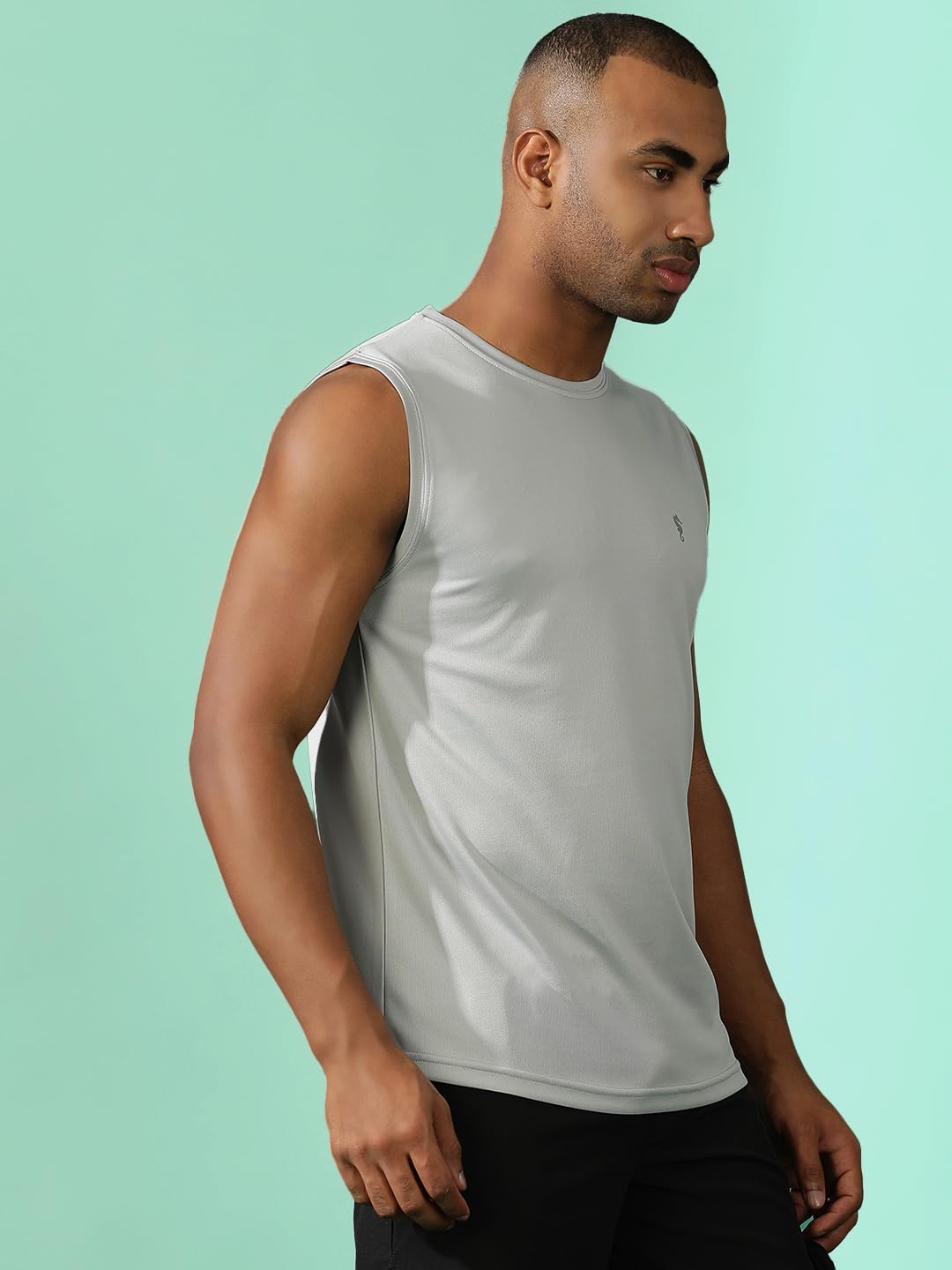 Men's Gym Co-Ord Set – Grey Sleeveless Training Set - Image 6