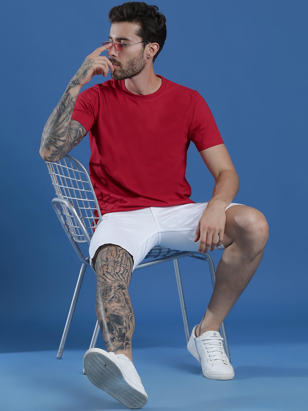 EPPE Men Solid Round Neck Organic Cotton Red T-Shirt