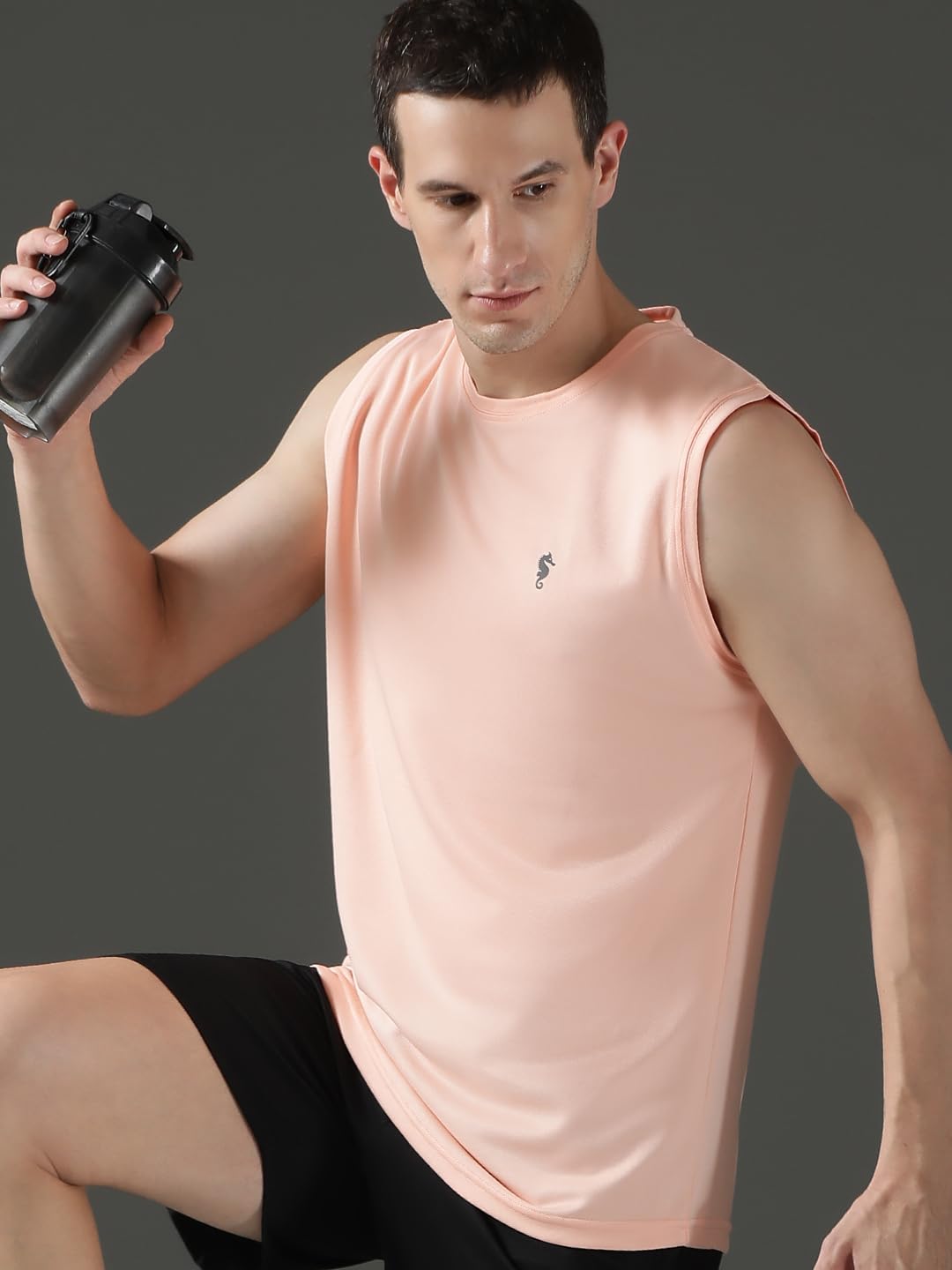 Men's Lightweight Gym Set – Peach Activewear Co-Ord - Peach-Black - L