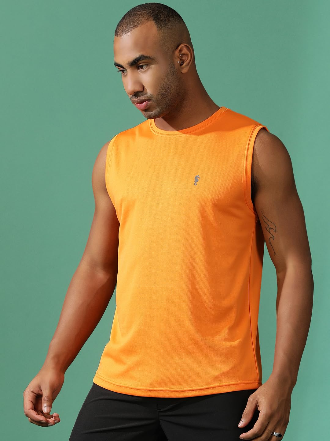 Men's Activewear Set – Orange Gym Workout Co-Ord - Orange-Black - L