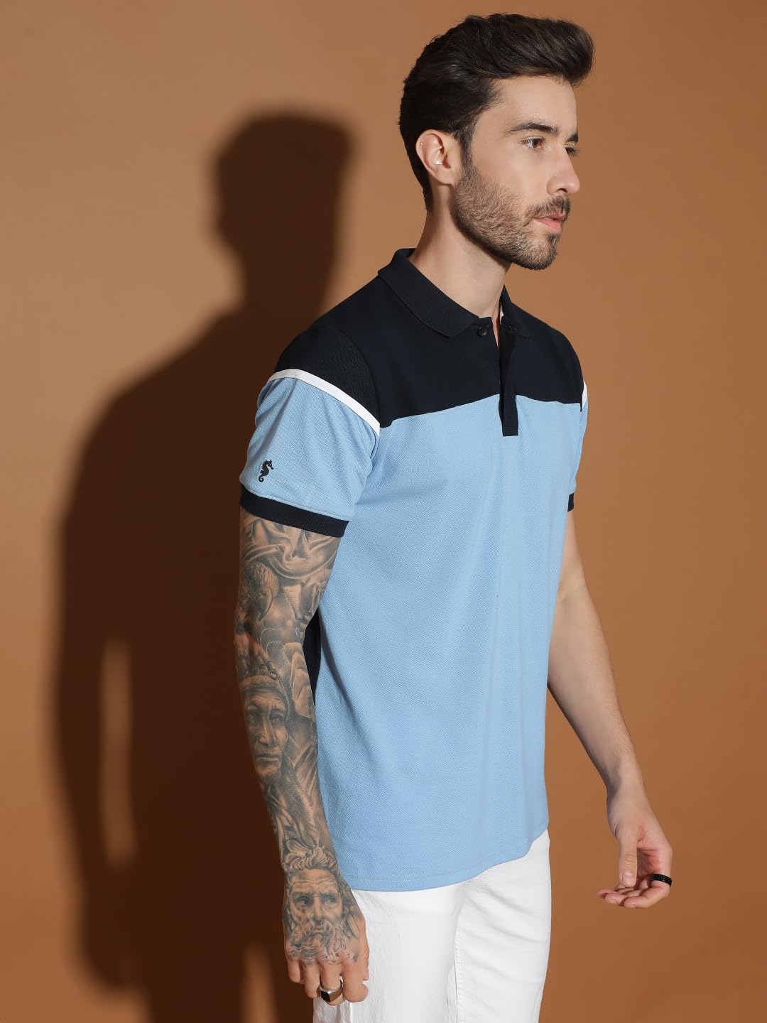 Men’s Half Sleeve Cotton T-shirt | Polo Neck Regular Fit Casual T-Shirt for Men