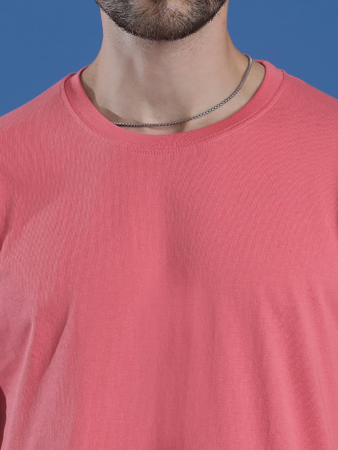 EPPE Men Solid Round Neck Organic Cotton Pink T-Shirt
