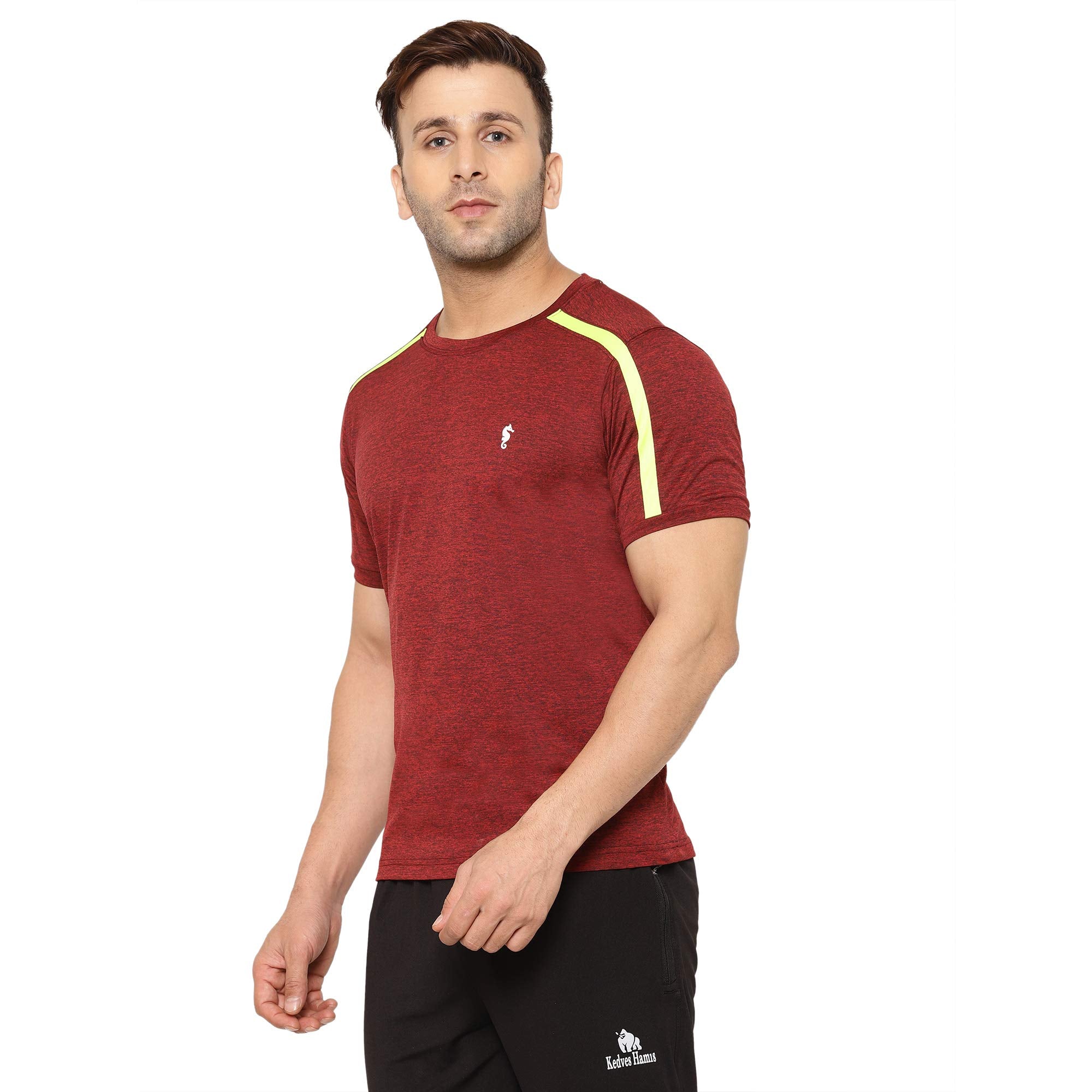 Eppe Maroon Cationic Polyester Sports T-Shirt – Neon Stripe