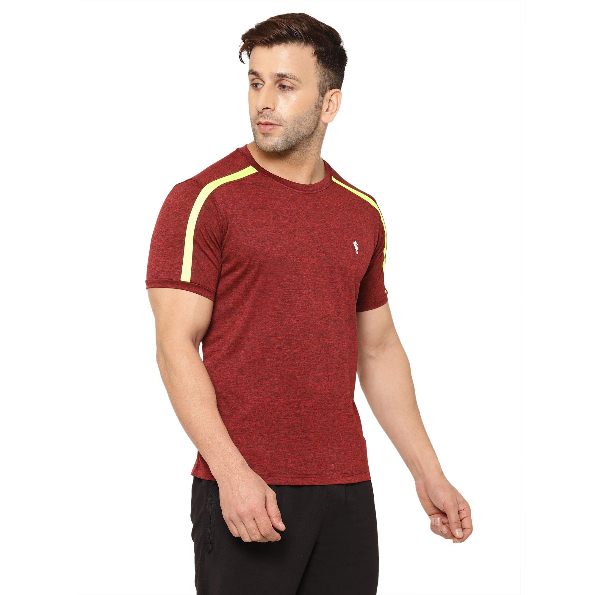 Eppe Maroon Cationic Polyester Sports T-Shirt – Neon Stripe