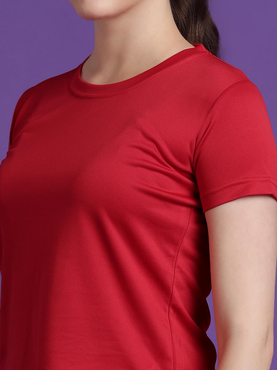 Eppe Women's Dot Knit Co-ord Set – Red (Crop T-Shirt + Shorts)