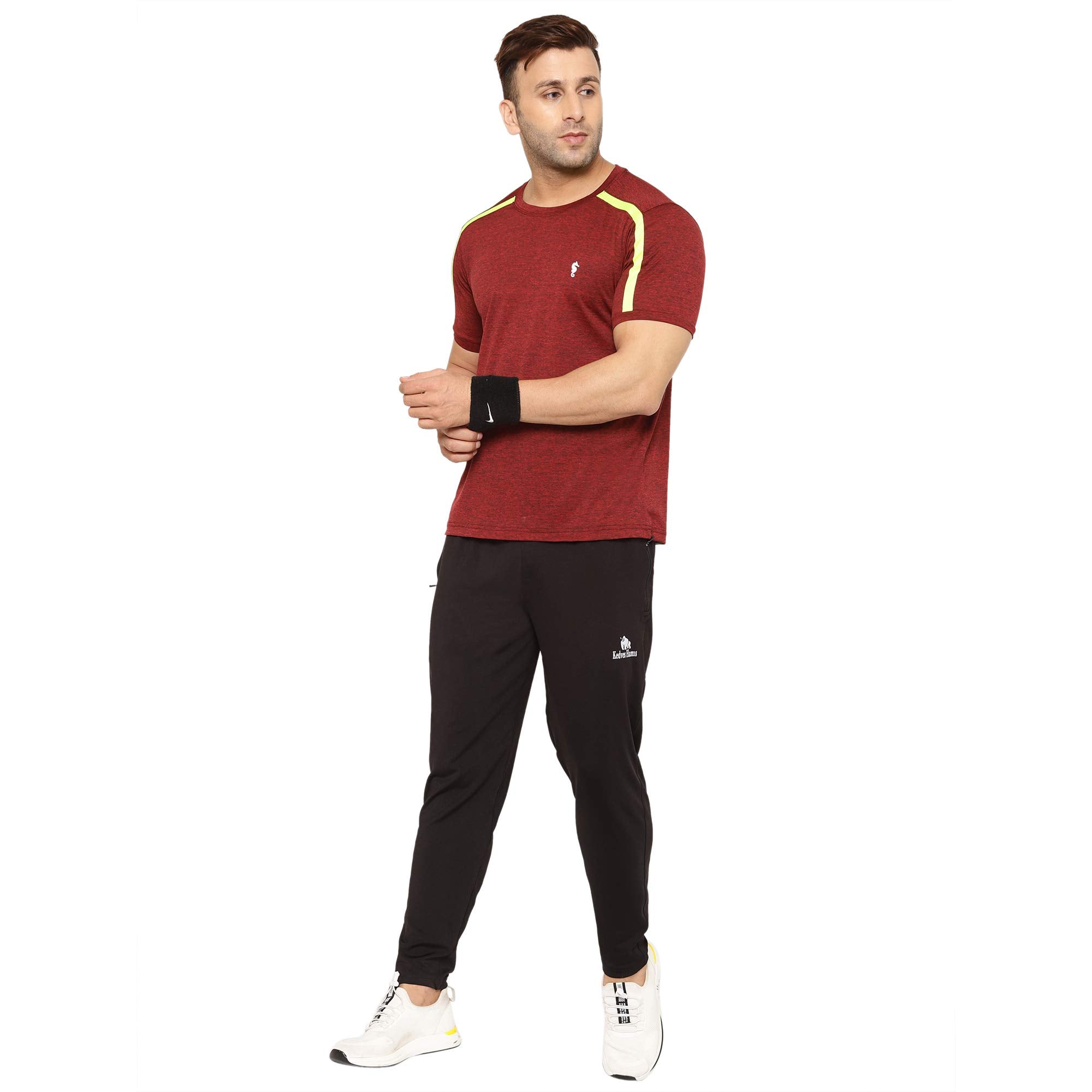 Eppe Maroon Cationic Polyester Sports T-Shirt – Neon Stripe