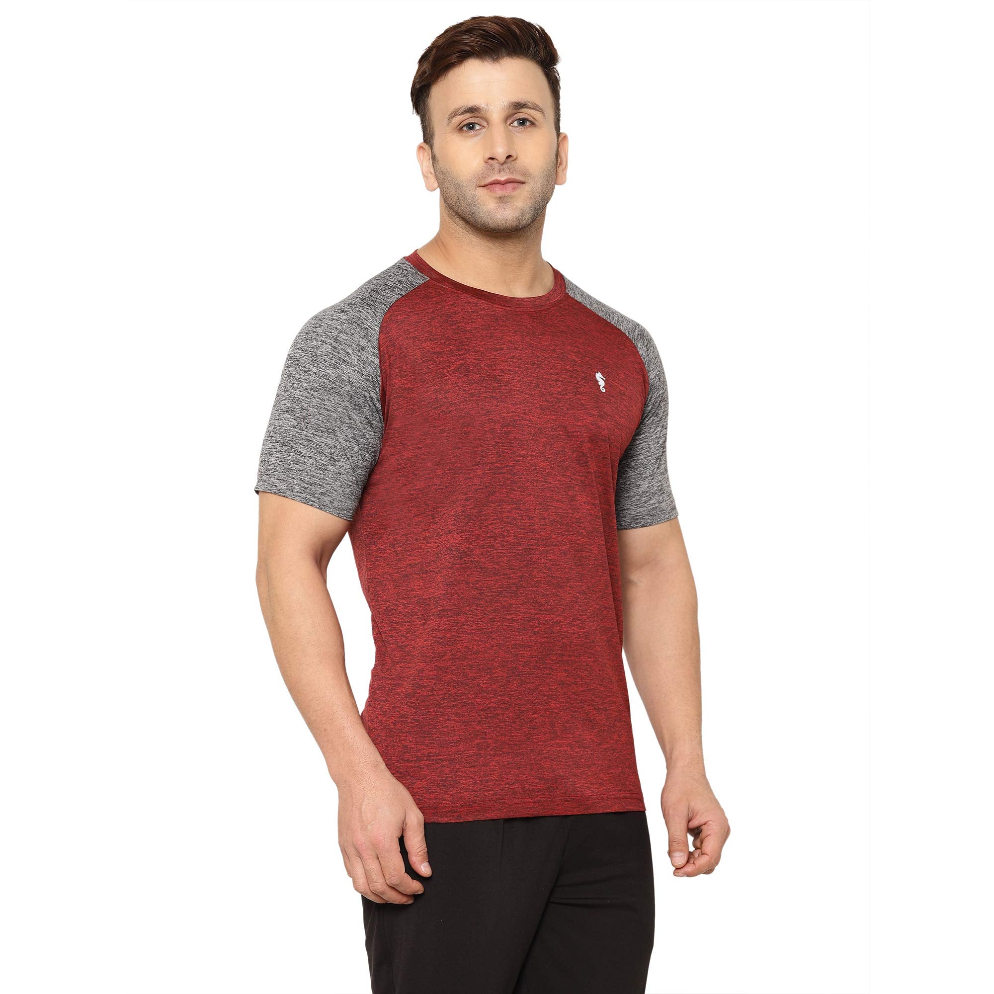Eppe Men's Cationic Raglan T-Shirt – Wine & Grey