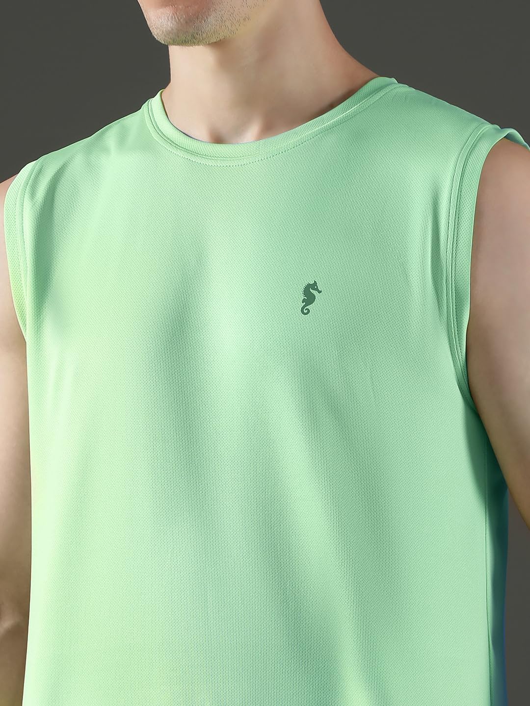 Men's Sleeveless Activewear Set – Mint Gym Co-Ord - Sea Green-Black - XL