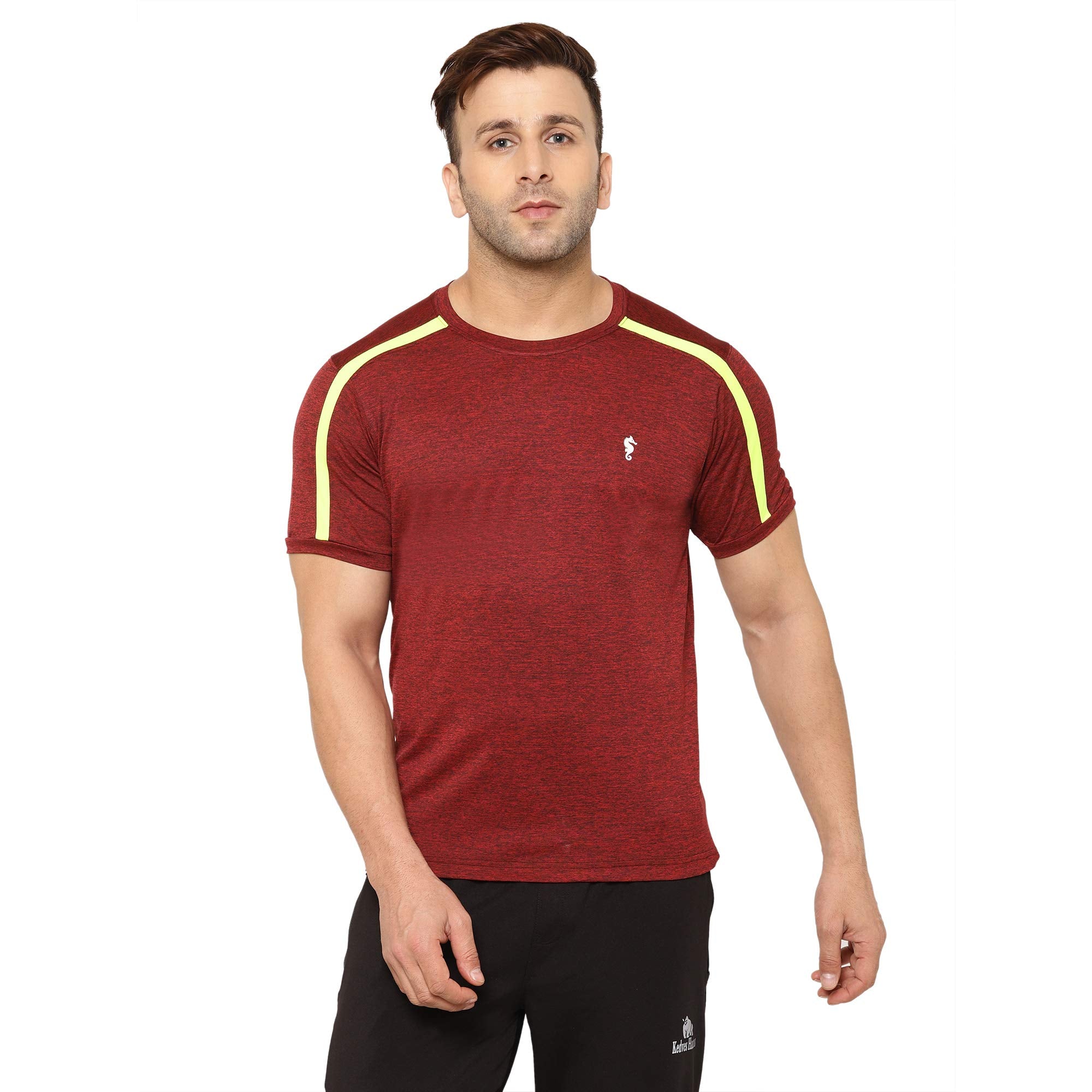 Eppe Maroon Cationic Polyester Sports T-Shirt – Neon Stripe