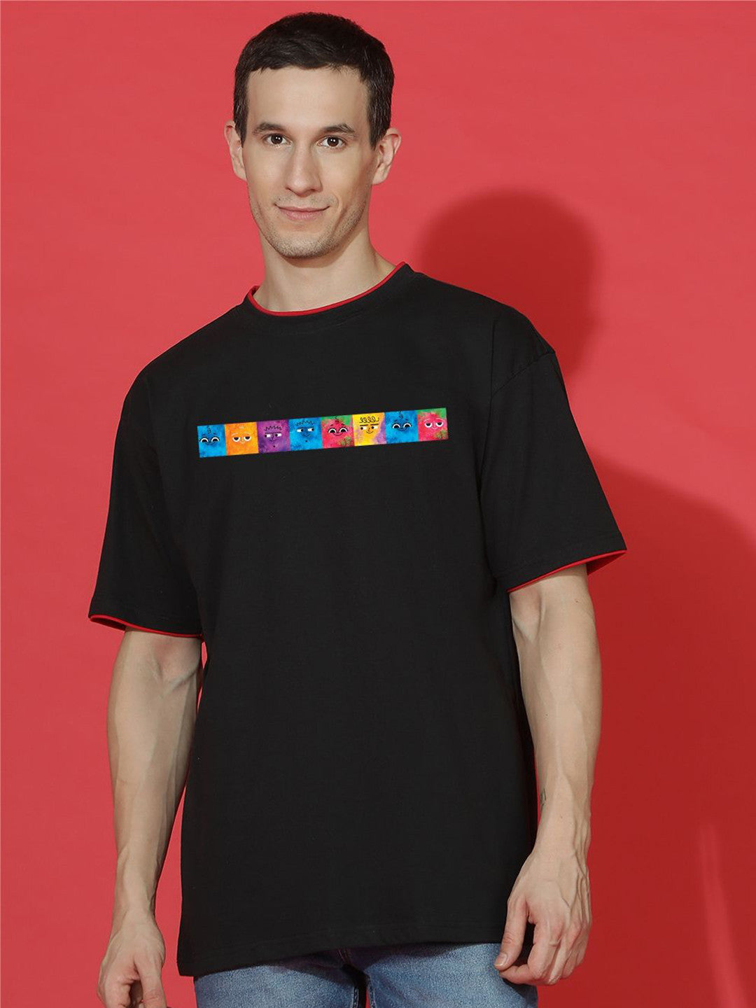 Men Graphic Printed Round Neck Cotton Oversized T-shirt
