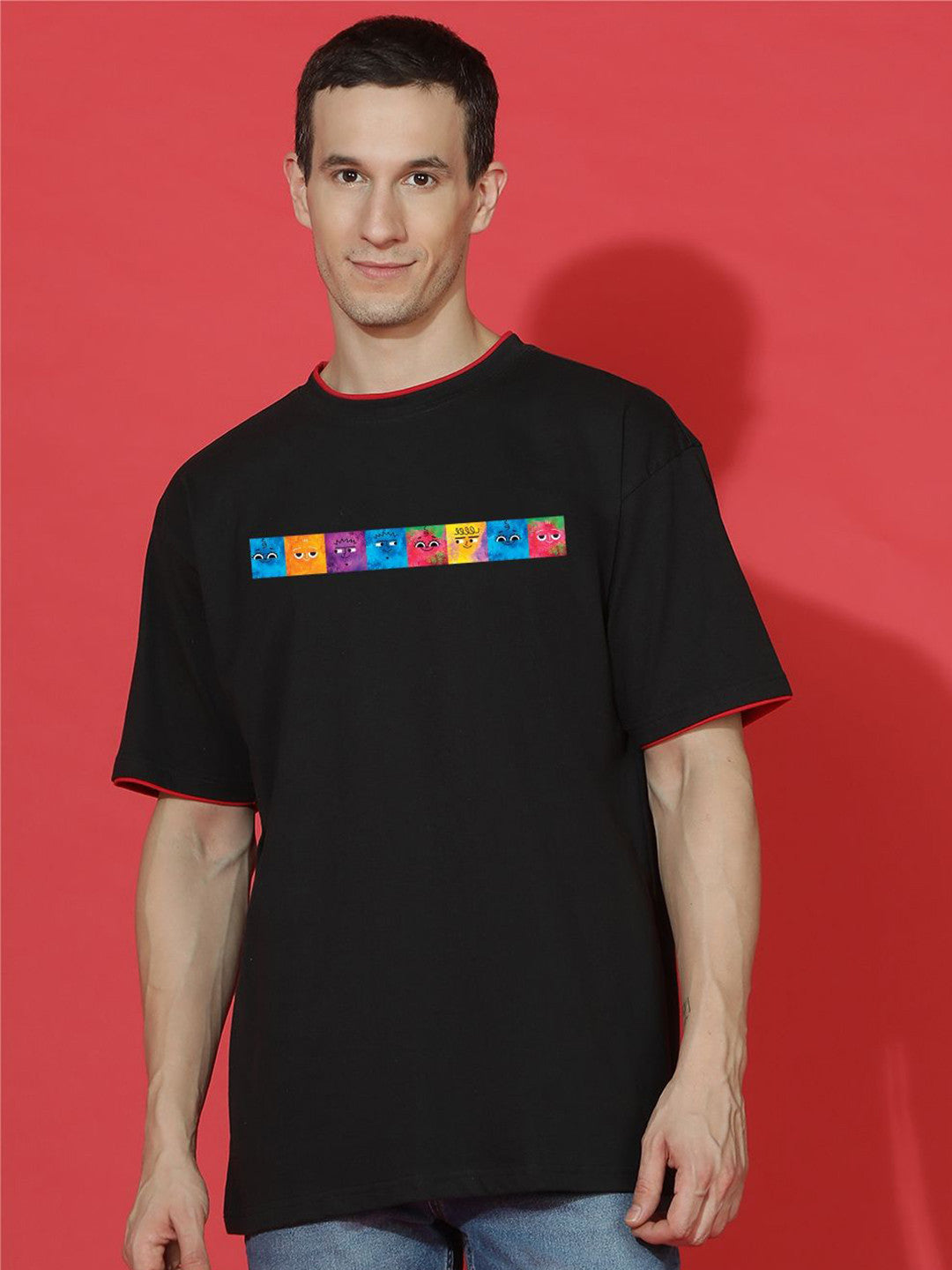 Men Graphic Printed Round Neck Cotton Oversized T-shirt