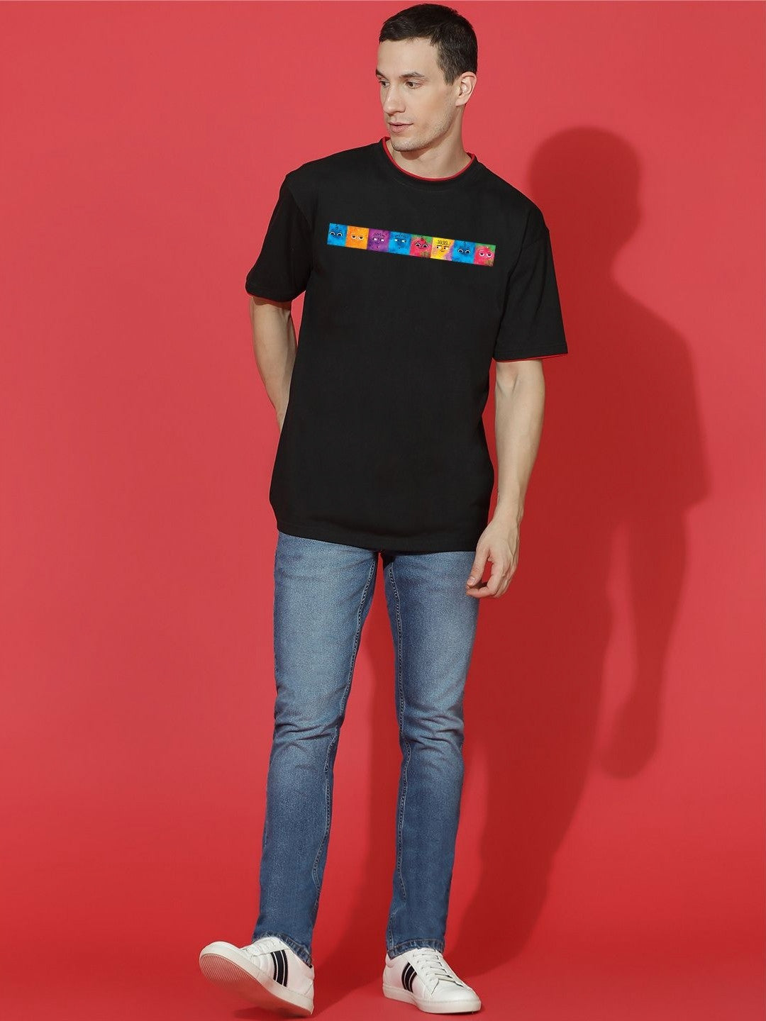 Men Graphic Printed Round Neck Cotton Oversized T-shirt