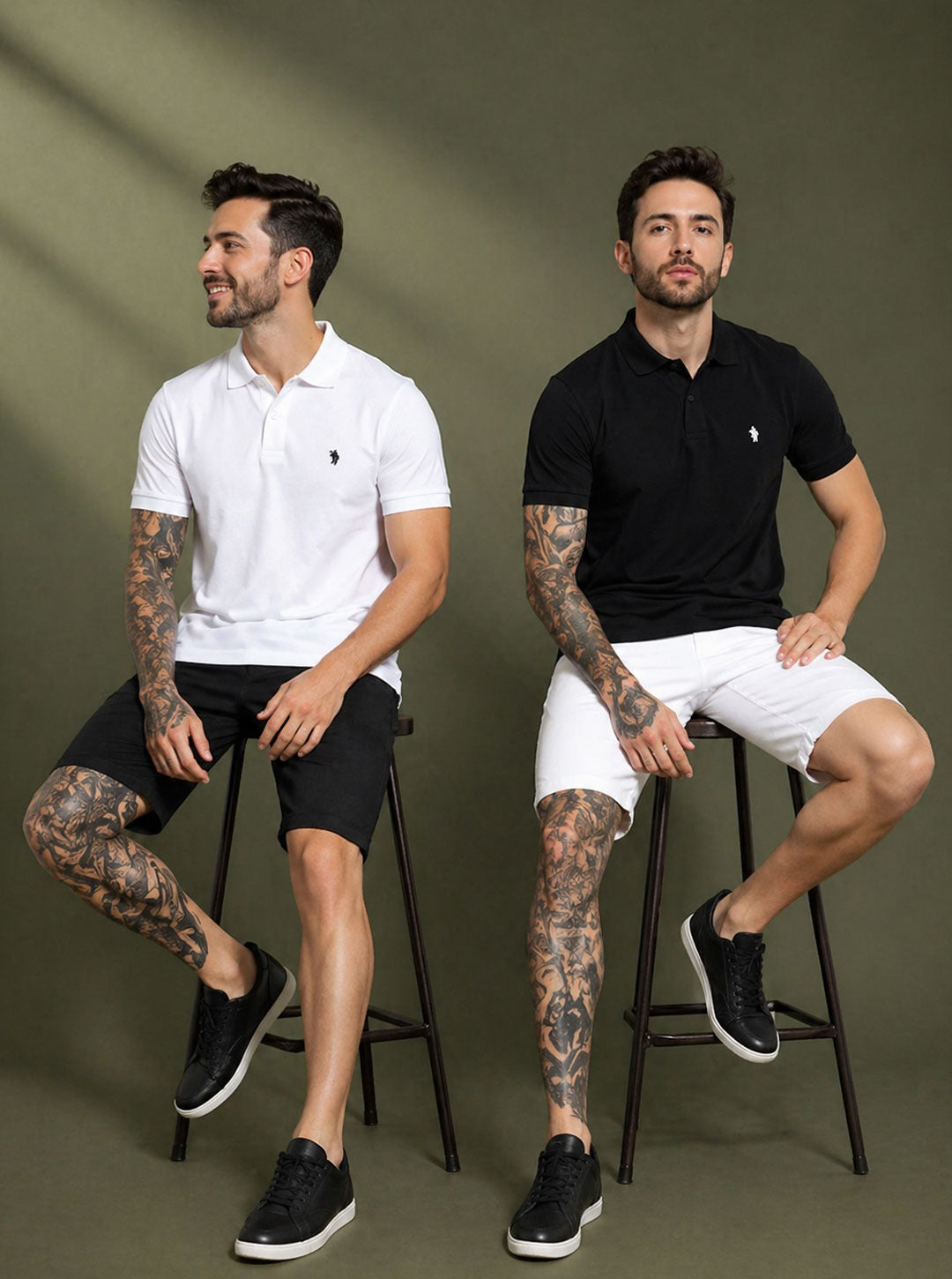 Men’s Textured Polo Collar T-Shirt Combo (Pack of 2)
