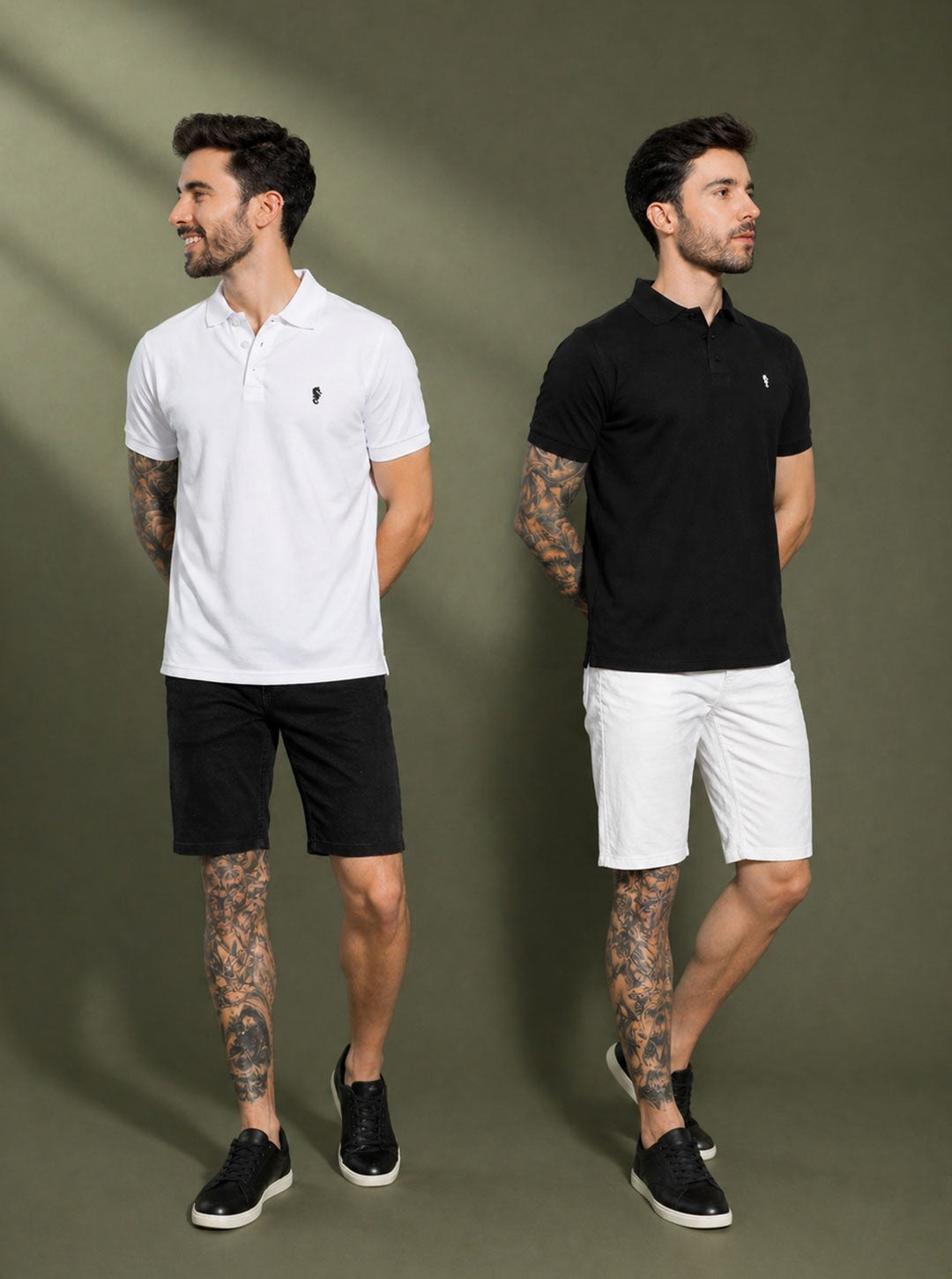 Men’s Textured Polo Collar T-Shirt Combo (Pack of 2)