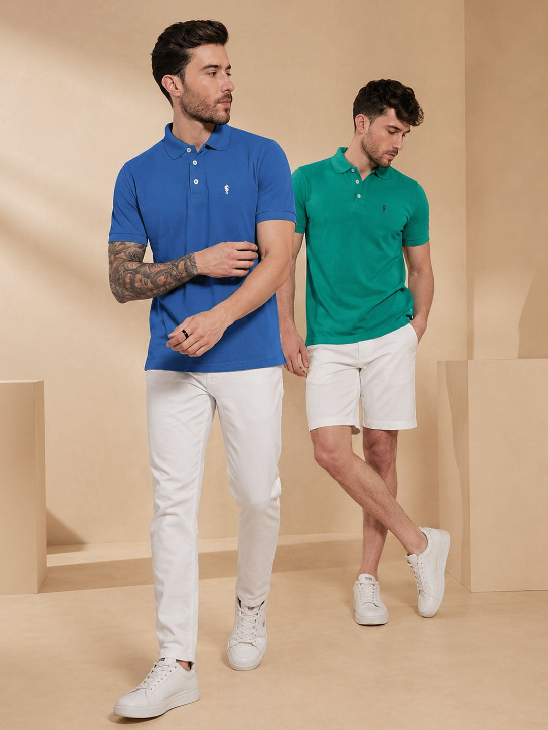 Men’s Textured Polo Collar T-Shirt Combo (Pack of 2)