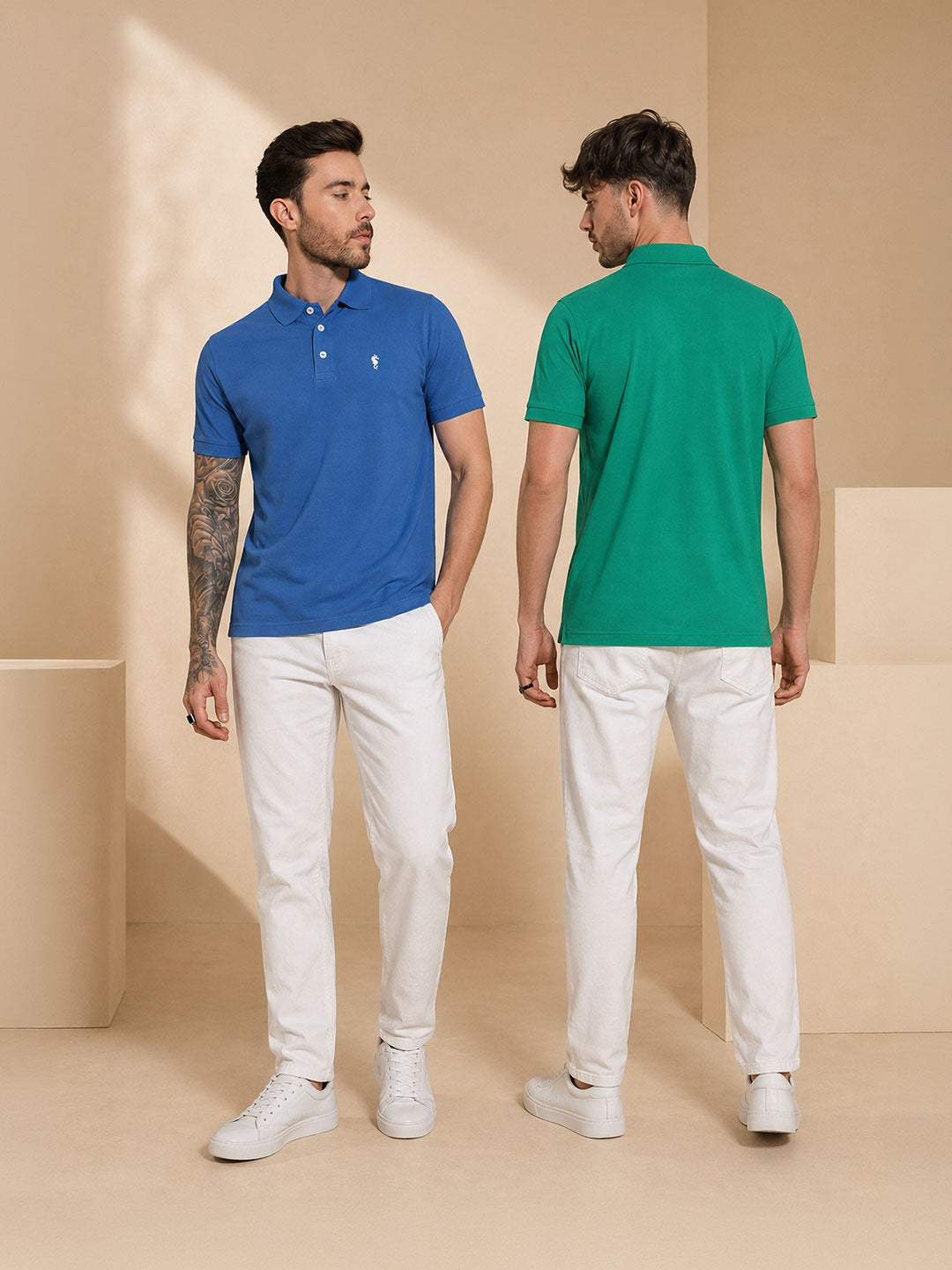 Men’s Textured Polo Collar T-Shirt Combo (Pack of 2)