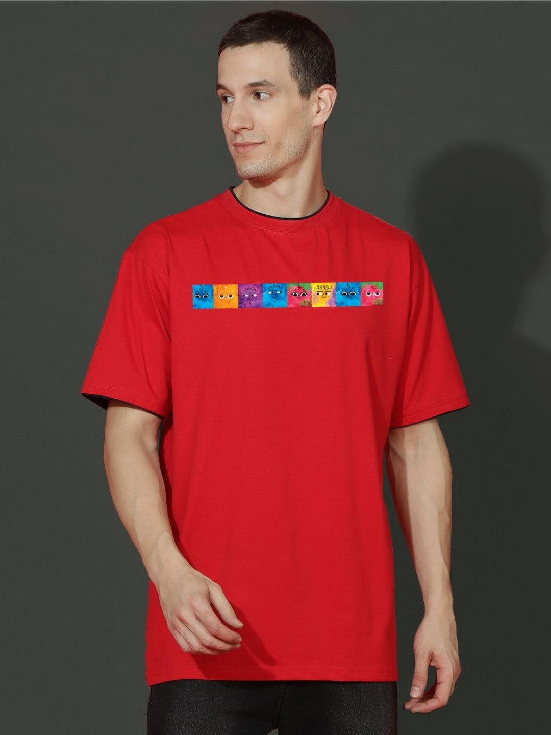 Men Graphic Printed Round Neck Cotton Oversized T-shirt
