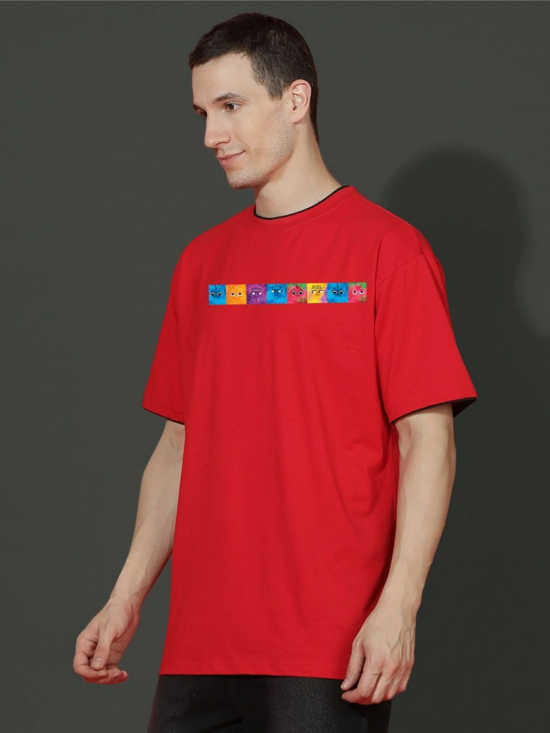 Men Graphic Printed Round Neck Cotton Oversized T-shirt