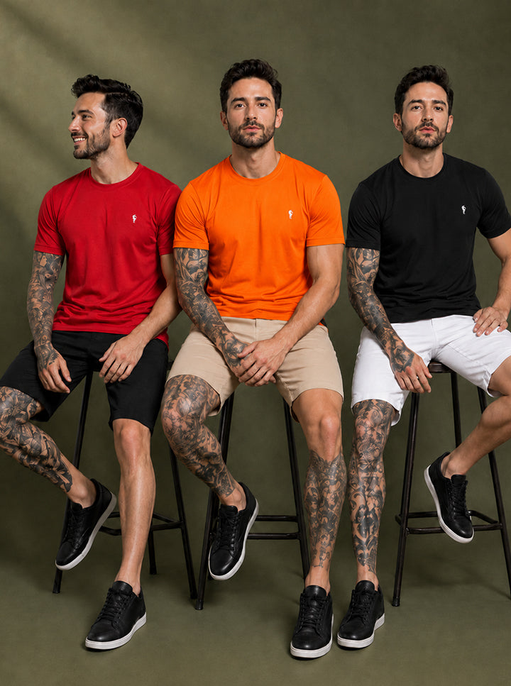 Men's Solid Round Neck Polyester T-Shirt (Pack of 3)
