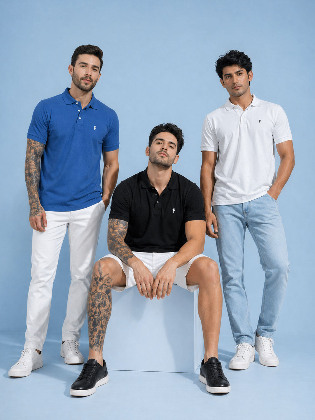 Men’s Textured Polo Collar T-Shirt Combo (Pack of 3)