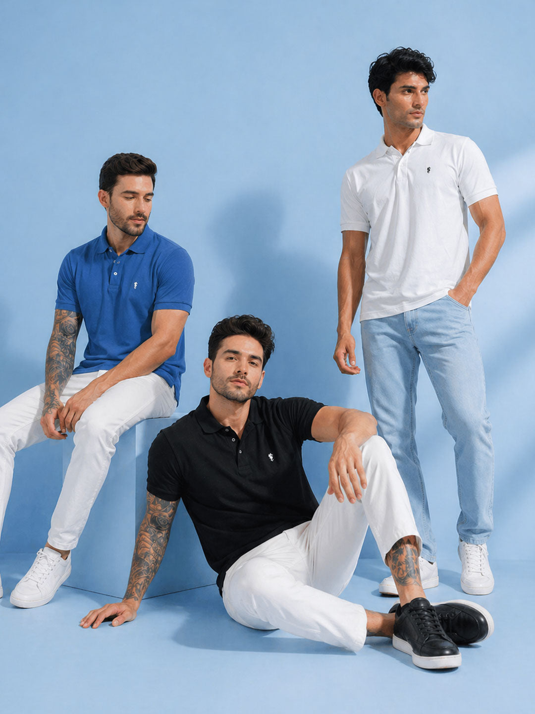 Men’s Textured Polo Collar T-Shirt Combo (Pack of 3)