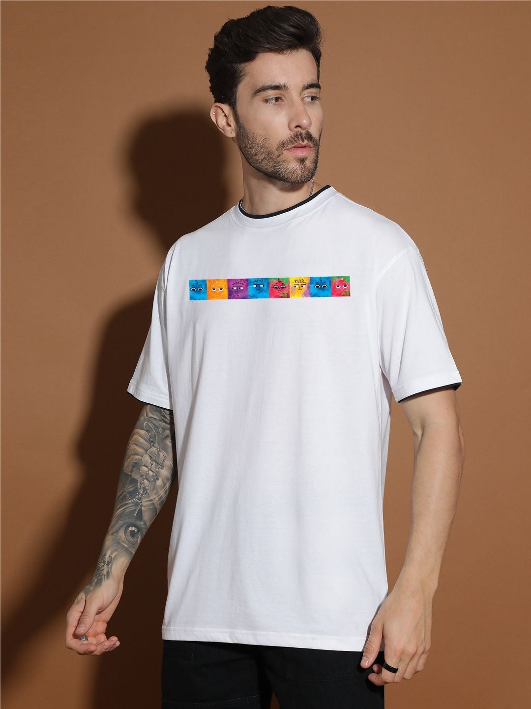 Men Graphic Printed Round Neck Cotton Oversized T-shirt