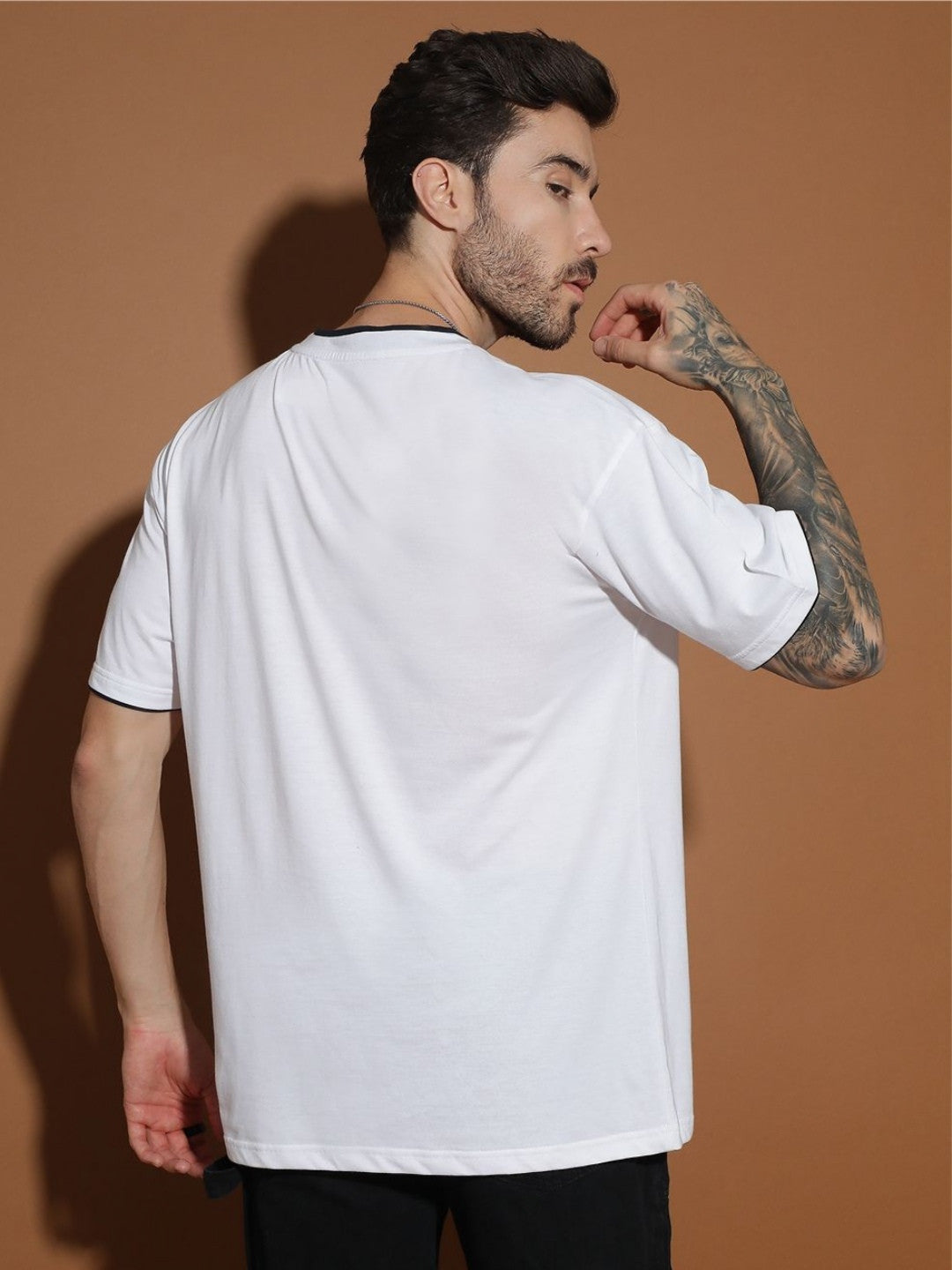Men Graphic Printed Round Neck Cotton Oversized T-shirt