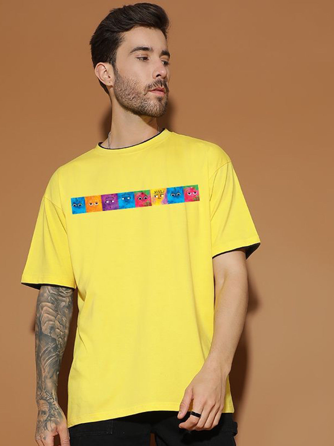 Men Graphic Printed Round Neck Cotton Oversized T-shirt