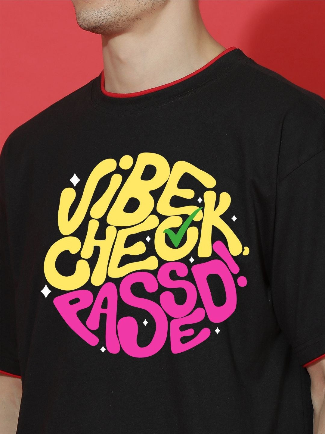Men Typography Printed Round Neck Cotton Oversized T-shirt