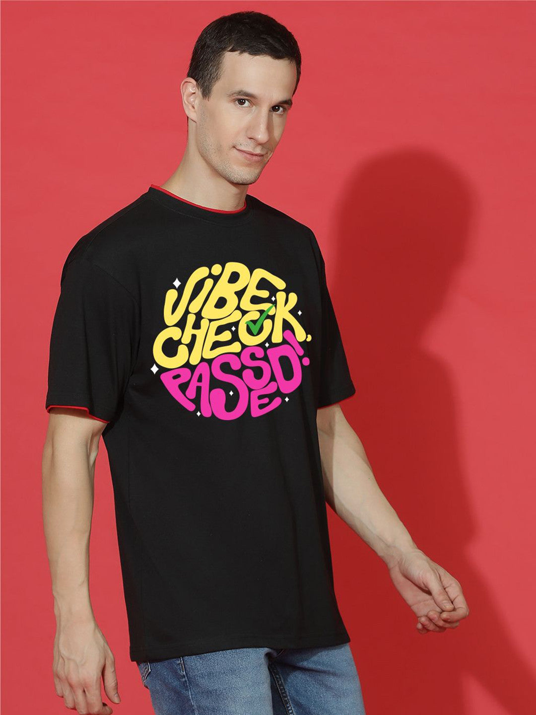 Men Typography Printed Round Neck Cotton Oversized T-shirt