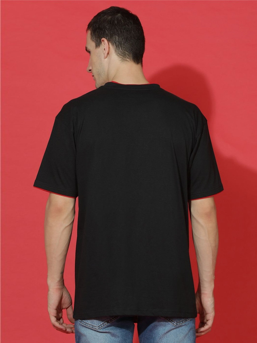Men Typography Printed Round Neck Cotton Oversized T-shirt