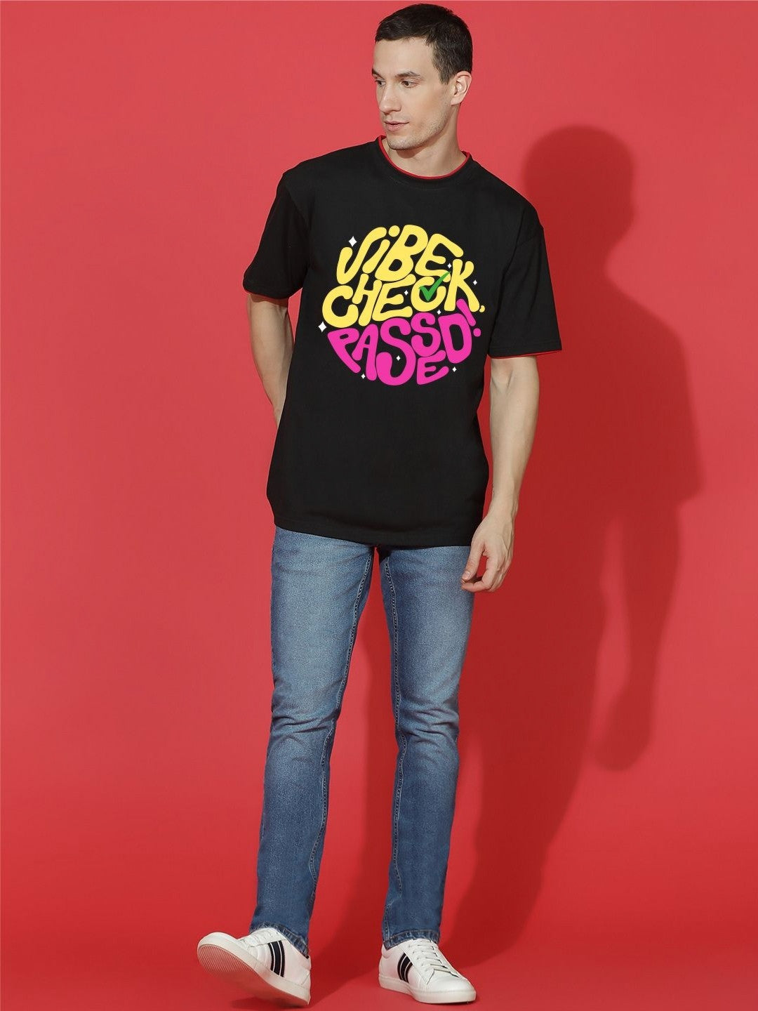 Men Typography Printed Round Neck Cotton Oversized T-shirt