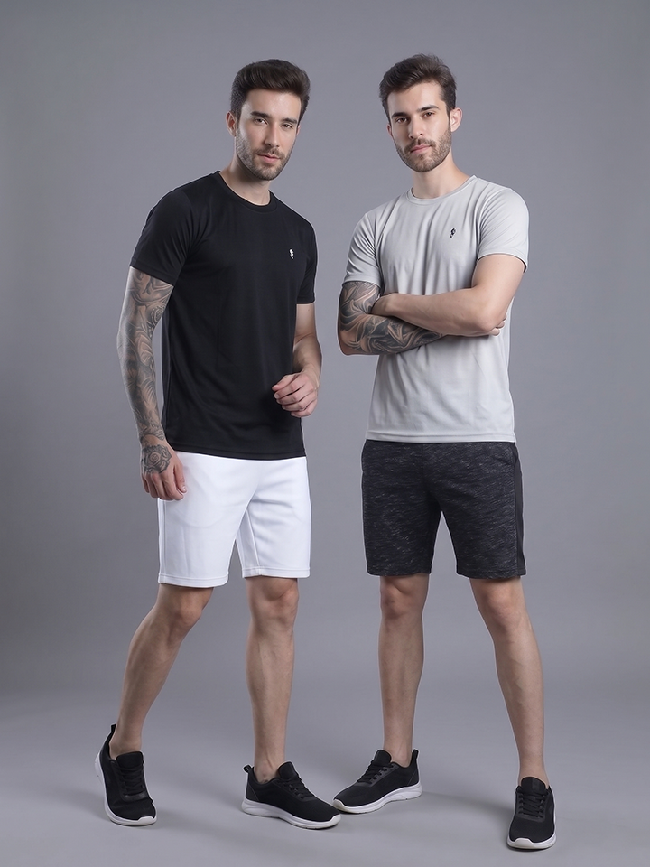Men's Solid Round Neck Polyester T-Shirt (Pack of 2)