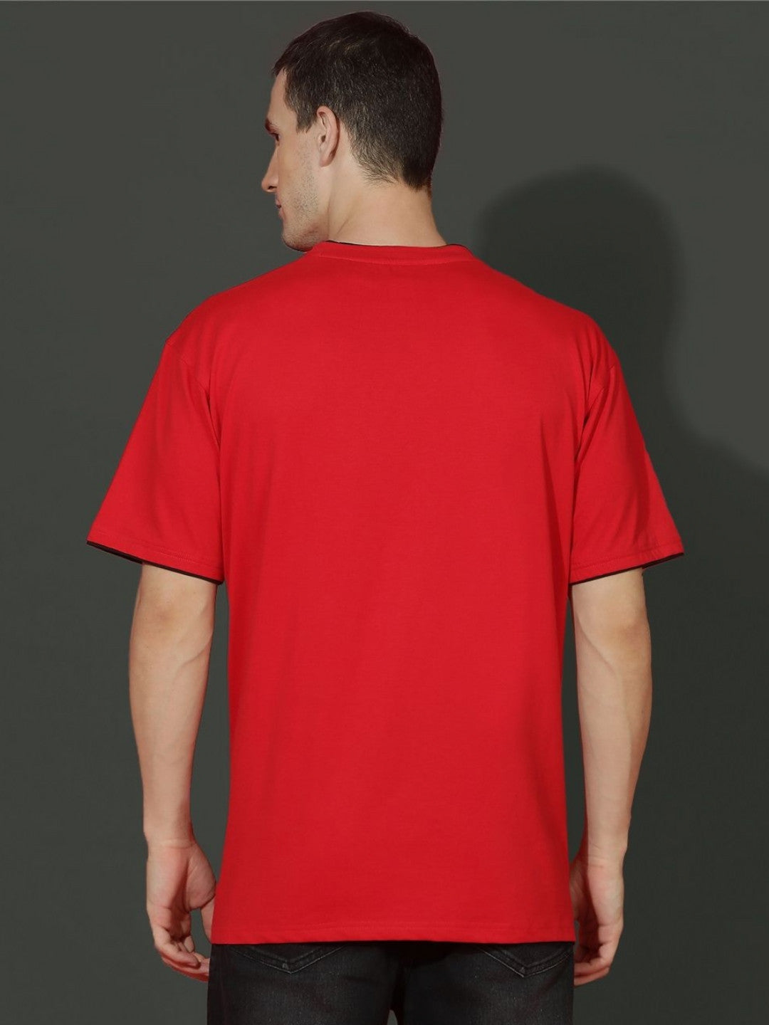 Men Typography Printed Round Neck Cotton Oversized T-shirt