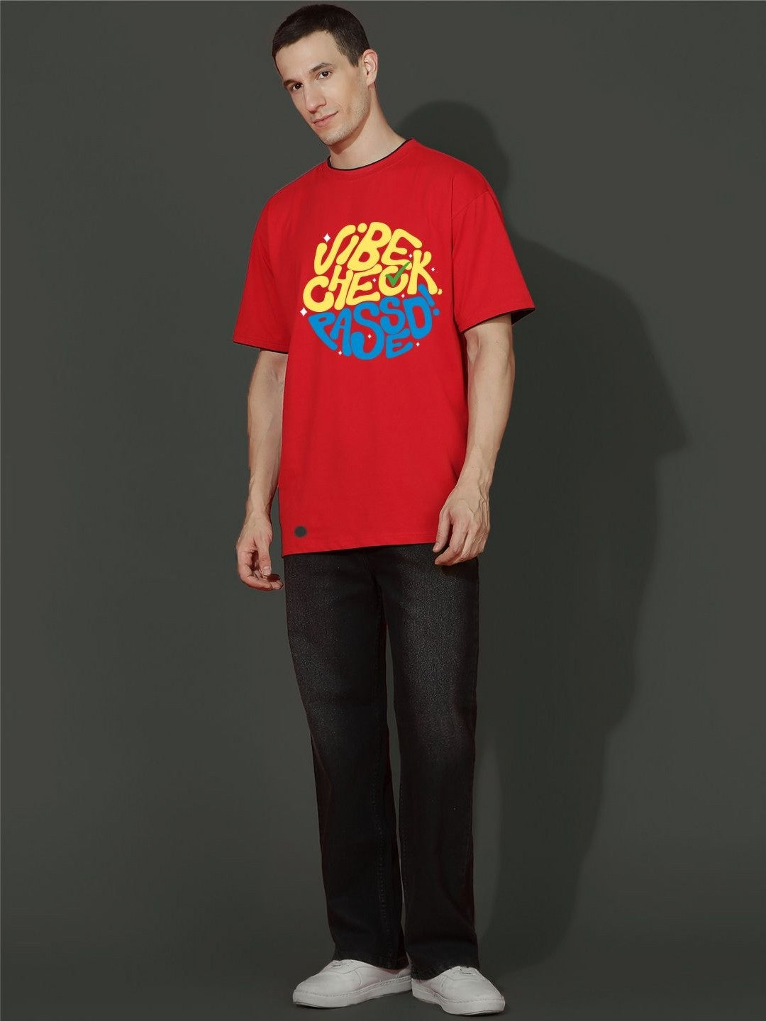 Men Typography Printed Round Neck Cotton Oversized T-shirt