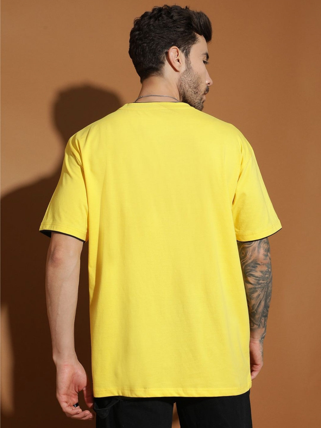 Men Typography Printed Round Neck Cotton Oversized T-shirt
